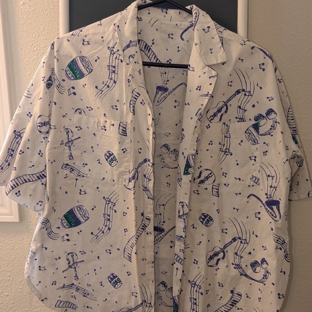 Vintage Music Button Up Shirt